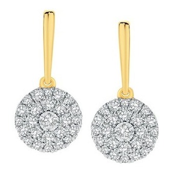 Angus & Coote 9ct gold diamond cluster drop stud earrings offer