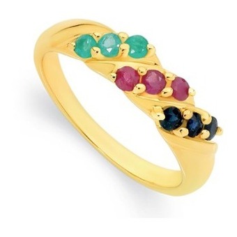 Angus & Coote 9ct gold sapphire, ruby and emerald ring offer