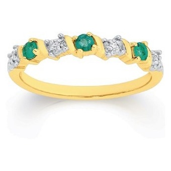 Angus & Coote 9ct gold natural emerald & diamond anniversary band offer