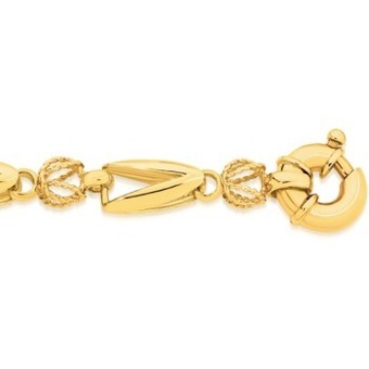 Angus & Coote 9ct gold 19cm solid tulip link bolt ring bracelet offer
