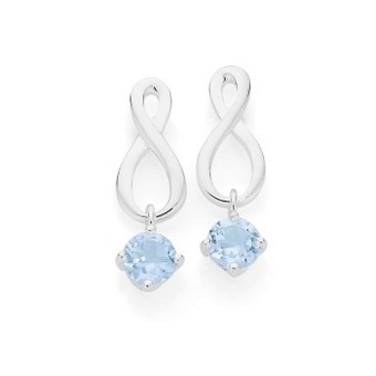 Angus & Coote Sterling silver natural blue topaz infinity drop earrings offer
