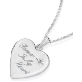 Angus & Coote Sterling silver locket with diamond offer