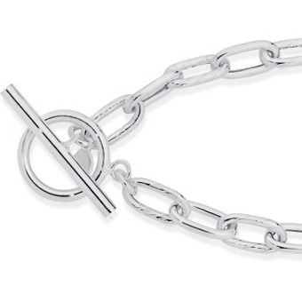 Angus & Coote Sterling silver 19cm twist & plain long link fob bracelet offer