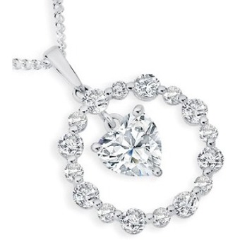 Angus & Coote Sterling silver cubic zirconia heart drop cubic zirconia circle pendant offer