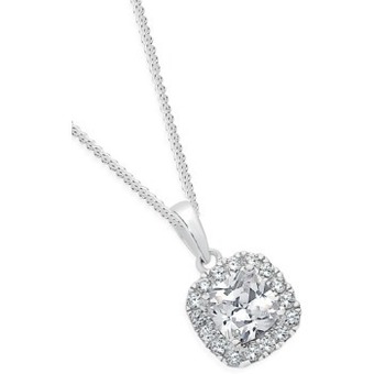 Angus & Coote Sterling silver cubic zirconia small cushion cluster pendant offer