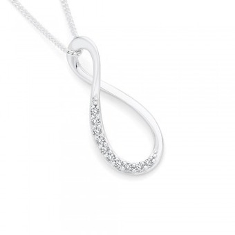 Angus & Coote Sterling silver cubic zirconia open pear loop drop pendant offer
