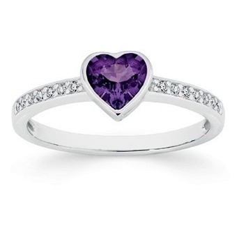 Angus & Coote Sterling silver amethyst & cubic zirconia heart ring offer