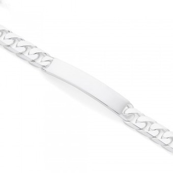 Angus & Coote Sterling silver gents 21cm diamond cut curb identity bracelet offer