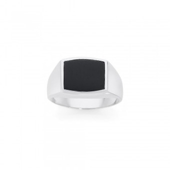 Angus & Coote Sterling silver black onyx signet gents ring offer