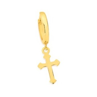 Angus & Coote 9ct gold gents cross drop single huggie earring offer