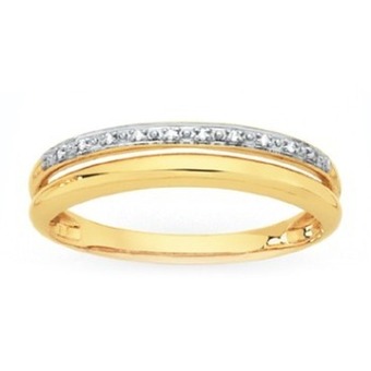 Goldmark 9ct gold diamond two row split dress band offer