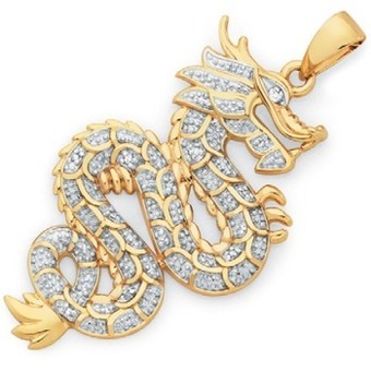 Goldmark 9ct gold diamond dragon pendant offer