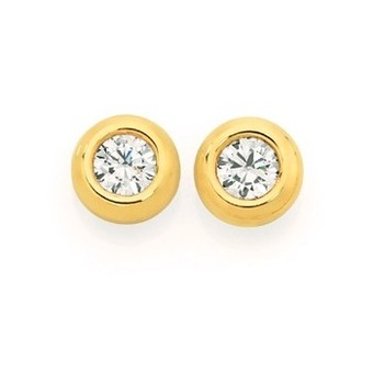 Goldmark 9ct gold cubic zirconia 4mm round brilliant cut bezel studs offer