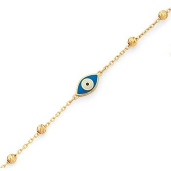 Goldmark 9ct gold 19cm blue evil eye & bead bracelet offer