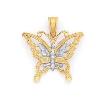 Goldmark 9ct gold two tone butterfly pendant offer