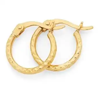 9ct gold 2x10mm sparkle diamond-cut hoop earrings