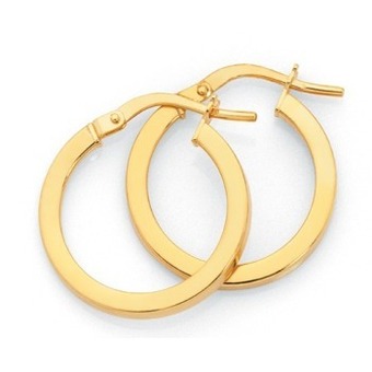 9ct gold 2x15mm square tube hoop earrings