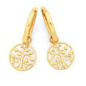 Goldmark 9ct gold tree of life drop huggie earrings offer