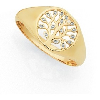 Goldmark 9ct gold two tone tree of life signet ring offer