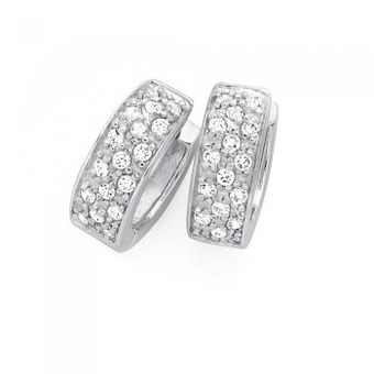 Goldmark Sterling silver pave cubic zirconia huggies offer