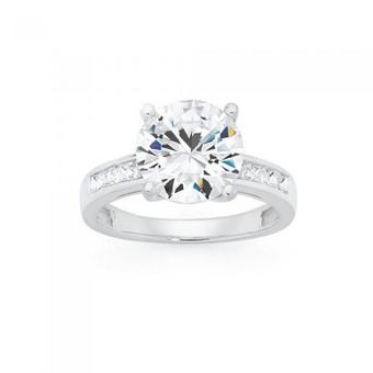 Sterling silver cubic zirconia solitaire dress ring