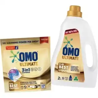 IGA Omo laundry liquid 2 litre, powder 2kg or 3in1 capsule 28 pack selected varieties offer