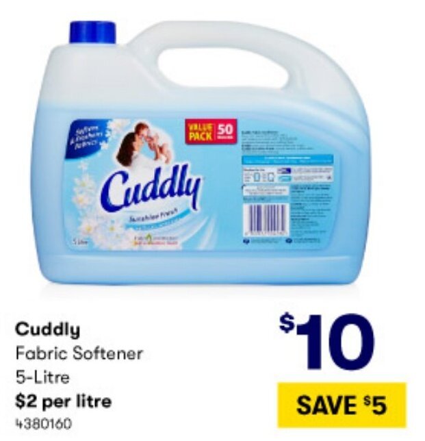 Cuddly Fabric Softener 5Litre offer at BIG W