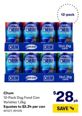 Chum 12-Pack Dog Food Can 1.2Kg