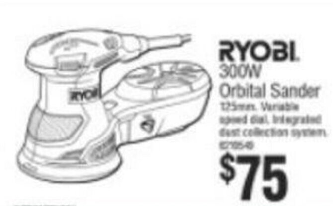 Ryobi 300W Orbital Sander offer at Bunnings