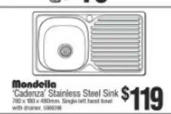 Bunnings Mondella Cadenza Stainless Steel Sink offer