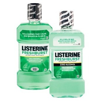 Coles Listerine mouthwash freshburst or freshburst zero 500ml offer