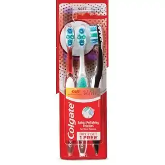 Coles Colgate 360 optic white toothbrush medium 3 pack offer
