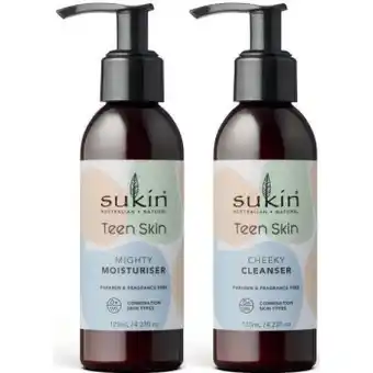Coles Sukin teen skin cheeky cleanser or mighty moisturiser 125ml offer