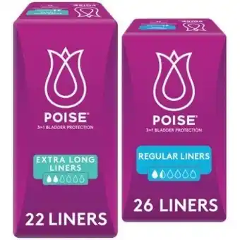 Coles Poise liners extra long 22 pack or light 26 pack offer
