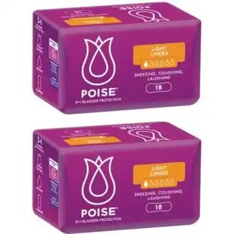 Coles Poise light absorbency liners 18 pack offer
