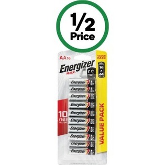 Woolworths Energizer max aa pk 16 or aaa pk 14 offer