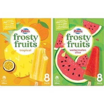 Woolworths Peters frosty fruits 520-600ml pk 8 offer