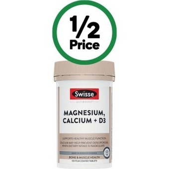 Woolworths Swisse ultiboost magnesium calcium + vitamin d3 tablets pk 120~ offer