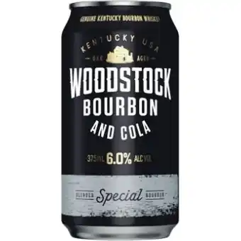 Woolworths Woodstock bourbon & cola 6% cans 6x375ml offer