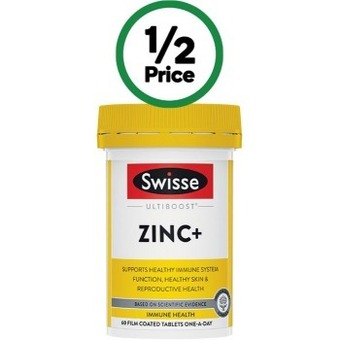 Woolworths Swisse ultiboost zinc + tablets pk 60* offer