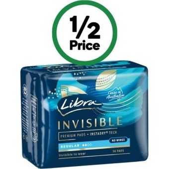 Woolworths Libra invisible pads pk 10-14 offer