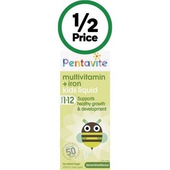 Woolworths Pentavite multivitamin + iron kids liquid 200ml* offer