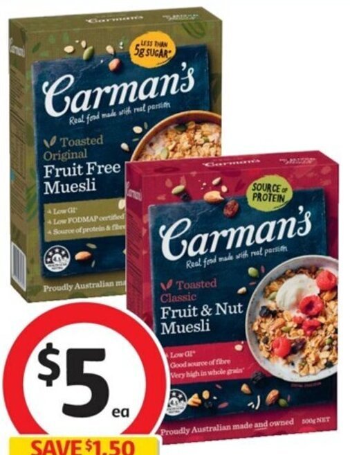Carman's Muesli 500g offer at Coles