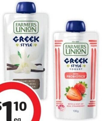 Coles Farmers Union Yoghurt Pouch 130g offer