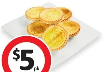 Coles Coles Bakery Custard Tarts 2 Pack or 6 Pack offer