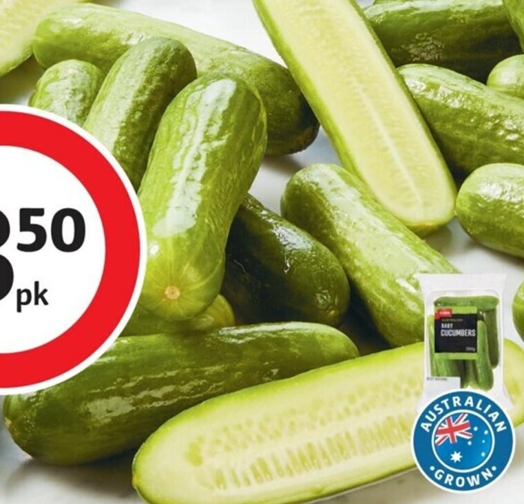 Coles Australian Qukes Baby Cucumbers 250g Pack offer at Coles