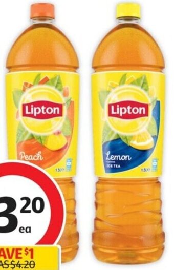 Coles Lipton Ice Tea 1.5 Litre offer