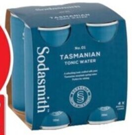 Coles Sodasmith Tonic or Soda Water 4x200mL offer