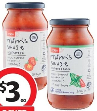 Coles Coles Mum's Sause 415g-500g offer