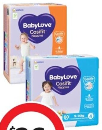 Coles BabyLove Cosifit Jumbo Nappies 54 Pack-84 Pack offer